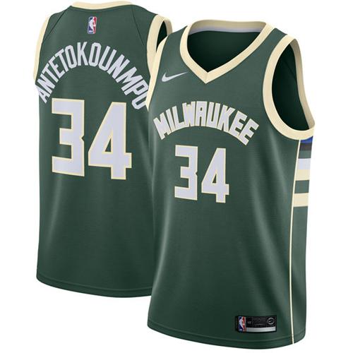 Men Nike Milwaukee Bucks #34 Giannis Antetokounmpo Green NBA Swingman Icon Edition Jersey